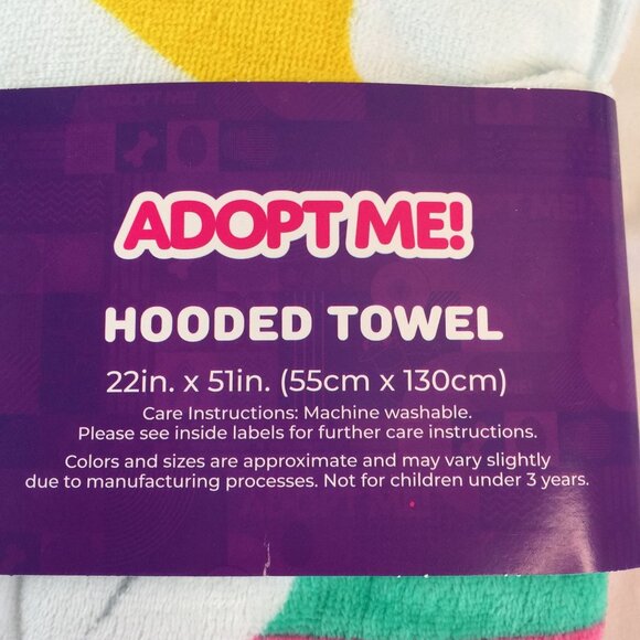 Adopt Me Unicorn Hooded Towel Childrens 22x51 Inch Cotton - Picture 9 of 9